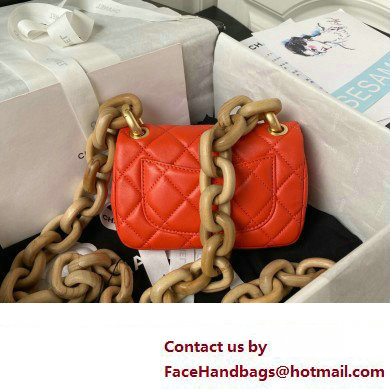 Chanel Lambskin & Wenge Wood Mini Flap Bag AS4165 Red 2023